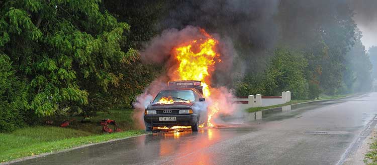 how to put out a car fire