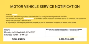 motor vehicle service notification