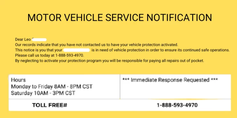 Motor Vehicle Service Notification: Legit or Scam?